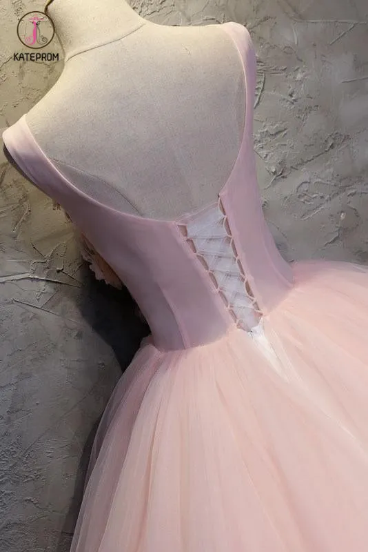 Ball Gown Long Prom Dress with Hand Made Flowers, Gorgeous Quinceanera Dresses KPP0835