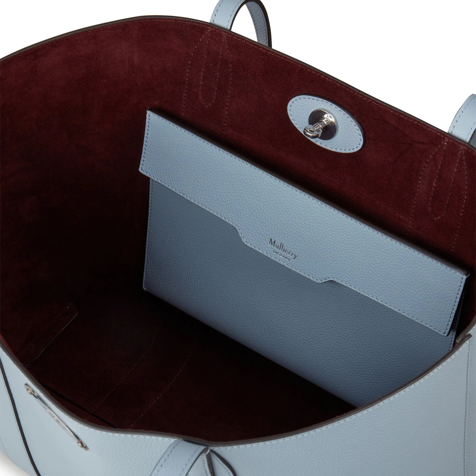 Bayswater Tote Small Classic Grain with Contrast (Poplin Blue & Dark Oxblood)