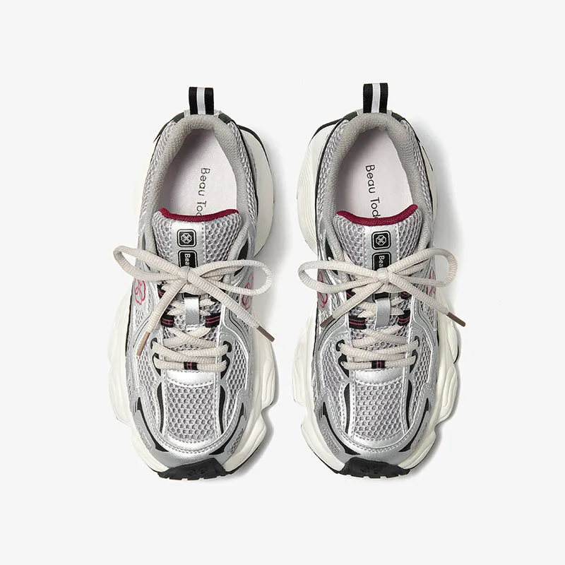 BeauToday Patchwork Running Shoes Breathable Mesh Chunky Sneakers for Women