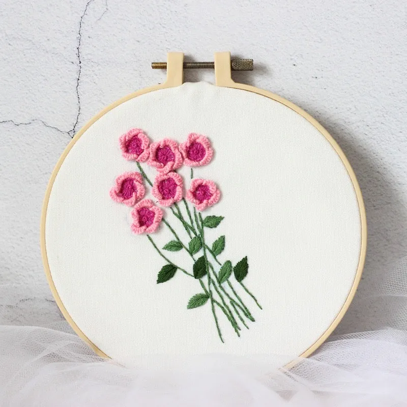 Beginners 3D Flowers Hand Embroidery DIY Kit 15cm