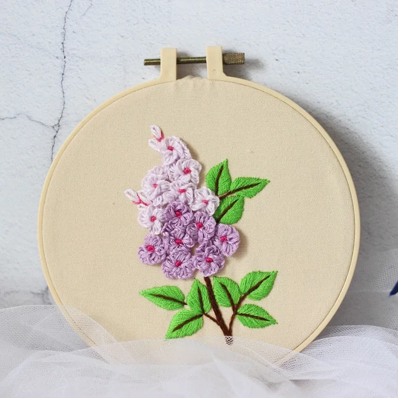Beginners 3D Flowers Hand Embroidery DIY Kit 15cm