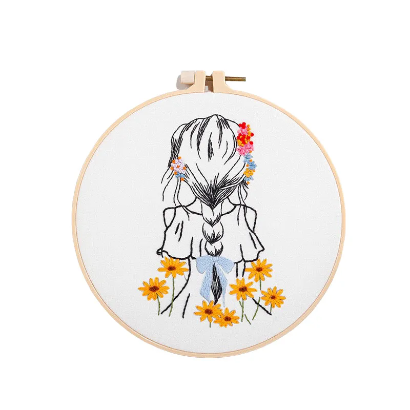 Beginners Girl Drawing Hand Embroidery DIY Kit 20cm