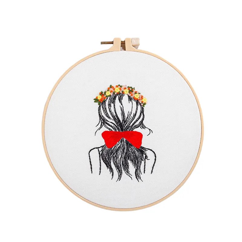 Beginners Girl Drawing Hand Embroidery DIY Kit 20cm