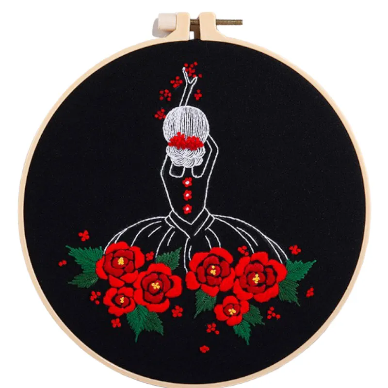 Beginners Girl Drawing Hand Embroidery DIY Kit 20cm