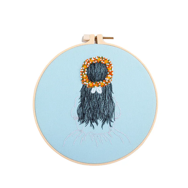 Beginners Girl Drawing Hand Embroidery DIY Kit 20cm