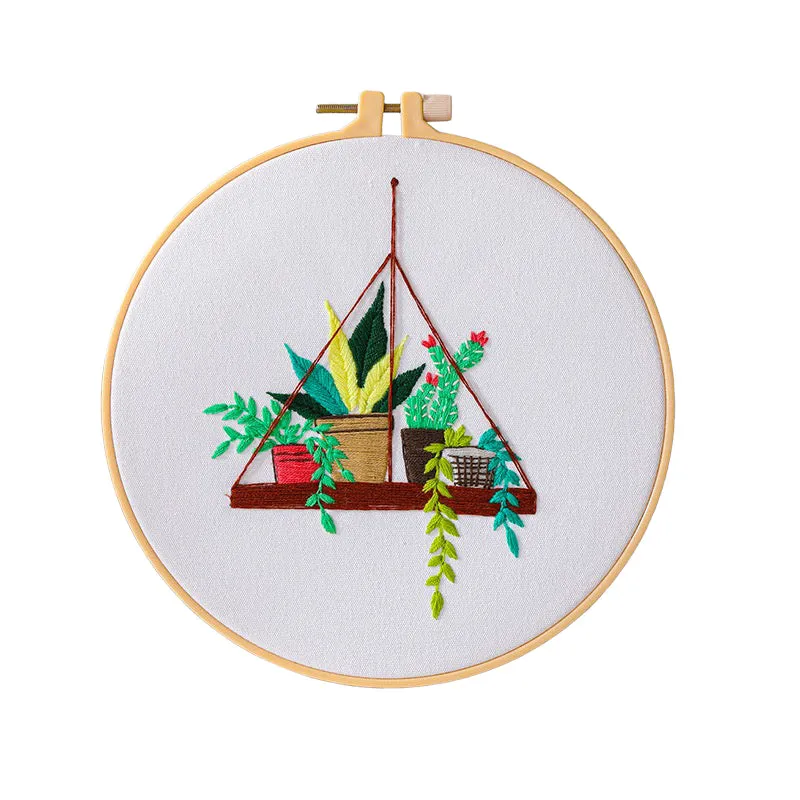 Beginners Hanging Plants Hand Embroidery DIY Kit 20cm