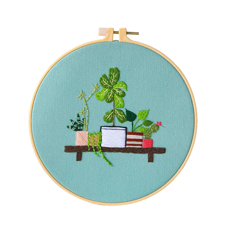 Beginners Hanging Plants Hand Embroidery DIY Kit 20cm