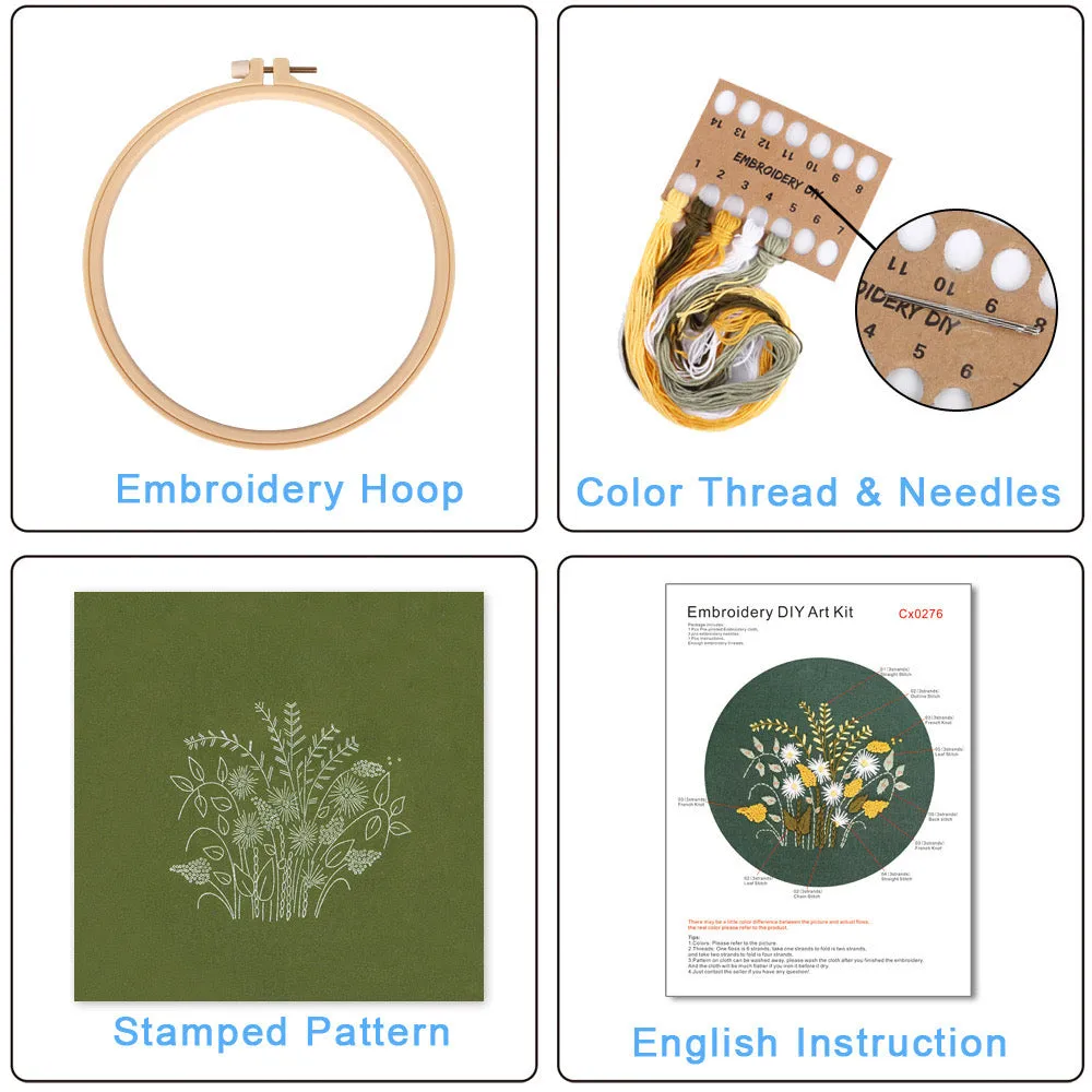 Beginners Hanging Plants Hand Embroidery DIY Kit 20cm