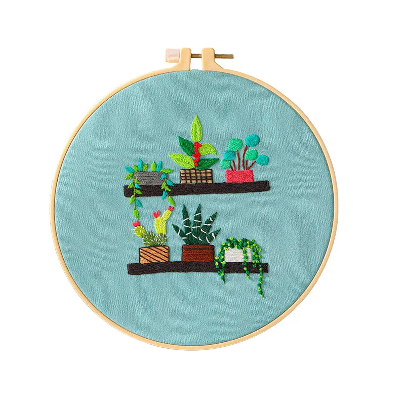Beginners Hanging Plants Hand Embroidery DIY Kit 20cm