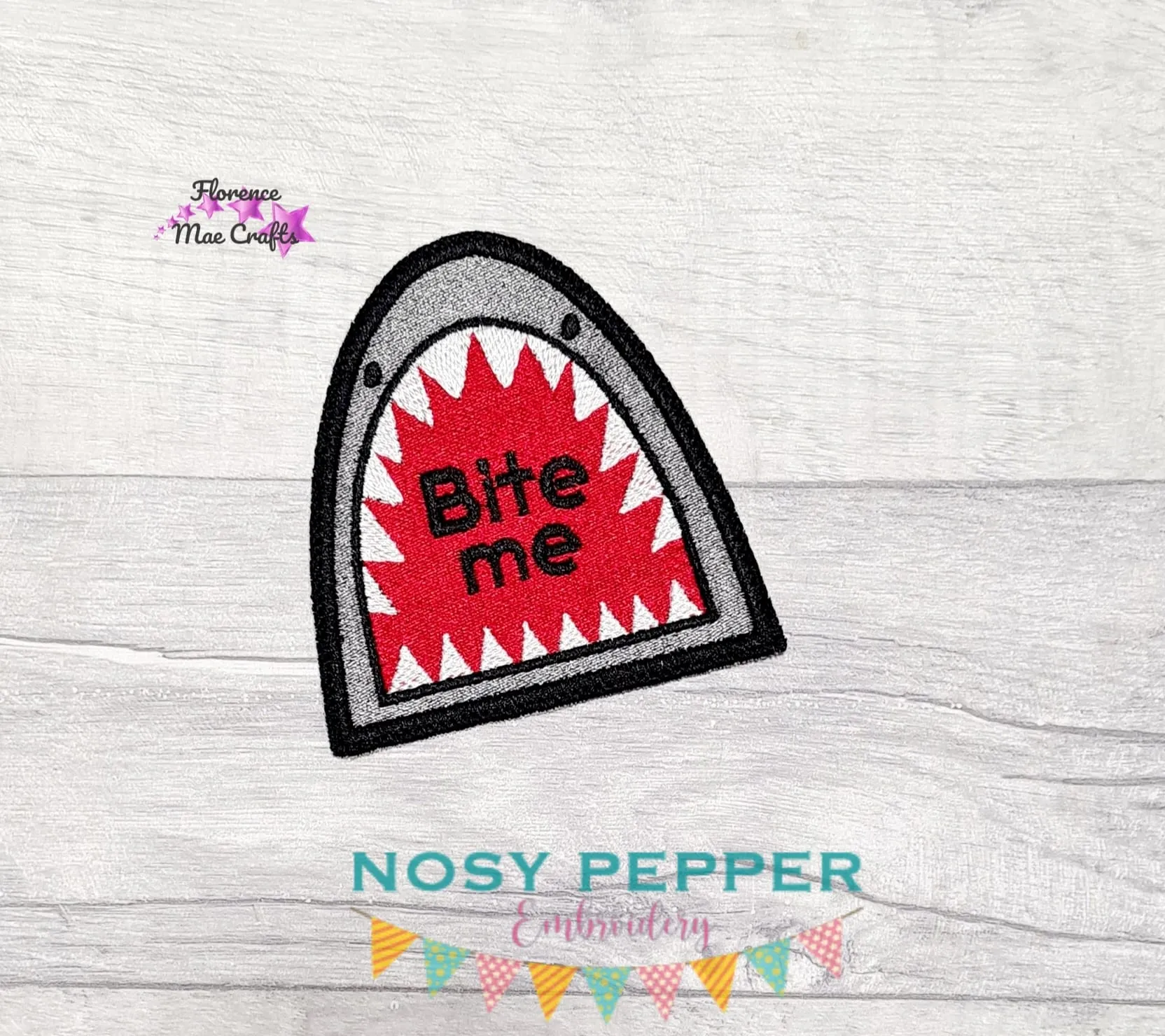 Bite me Shark patch machine embroidery design DIGITAL DOWNLOAD
