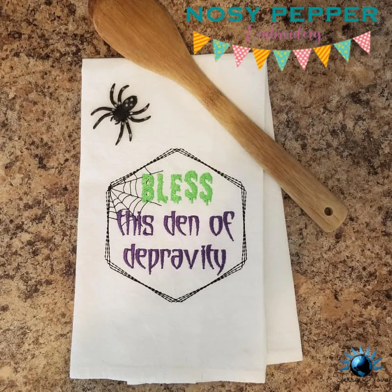 Bless This Den Of Depravity machine embroidery design (4 sizes included) DIGITAL DOWNLOAD