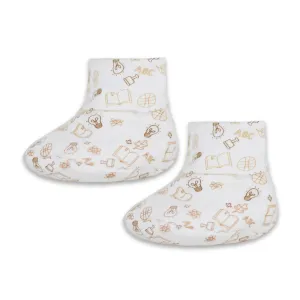 Books And Ball White Unisex Cotton Booties