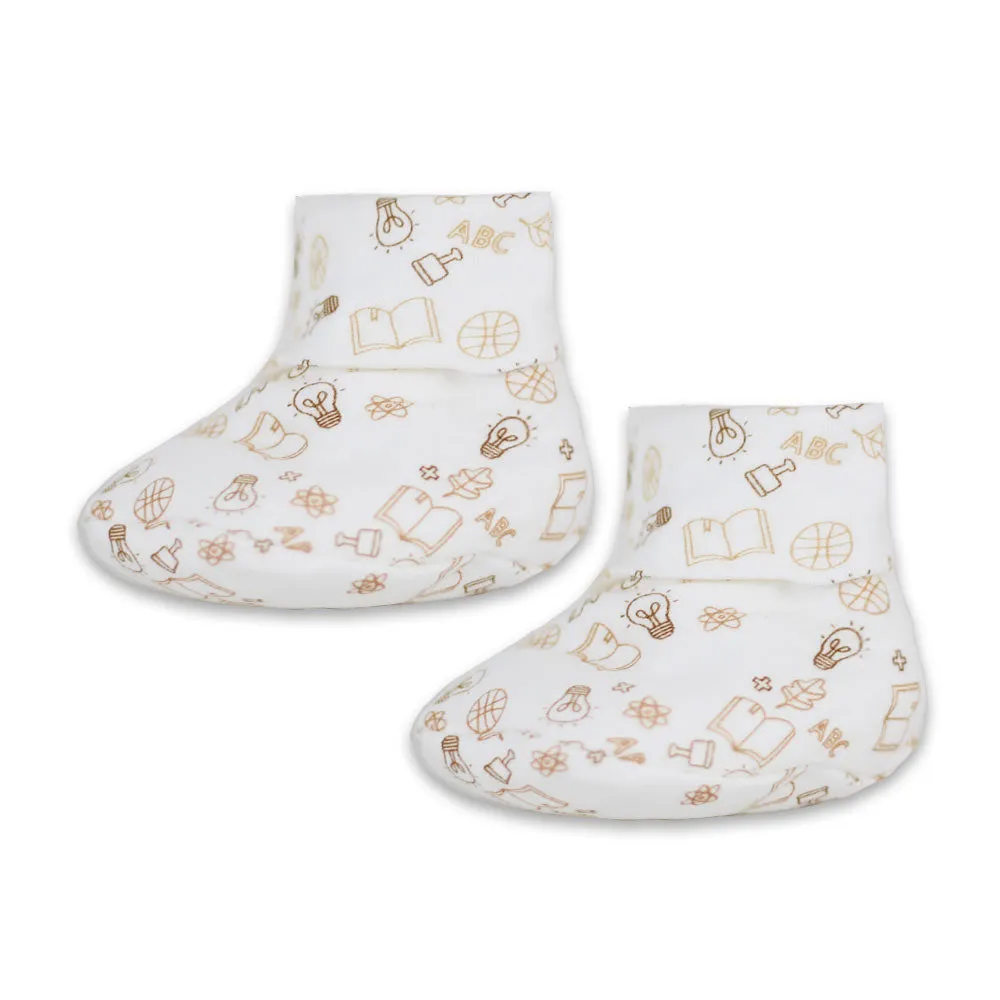 Books And Ball White Unisex Cotton Booties