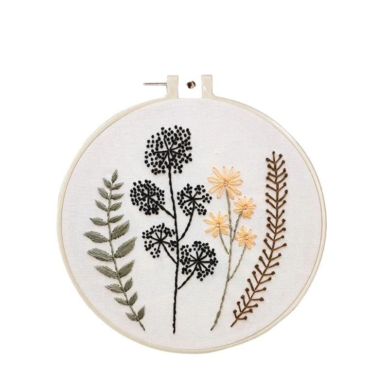 Botanical Wild Flowers Hand Embroidery Kit 20cm