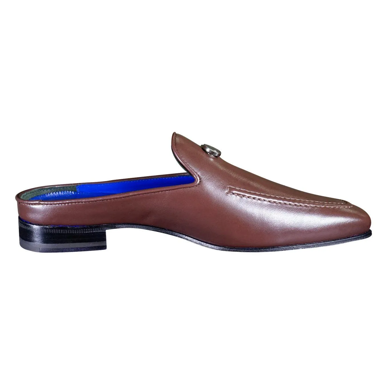 Cacao With Silver Hardware Leather Slipper