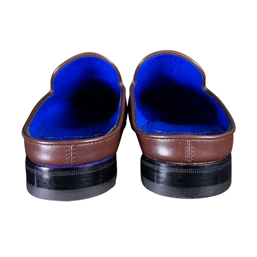 Cacao With Silver Hardware Leather Slipper