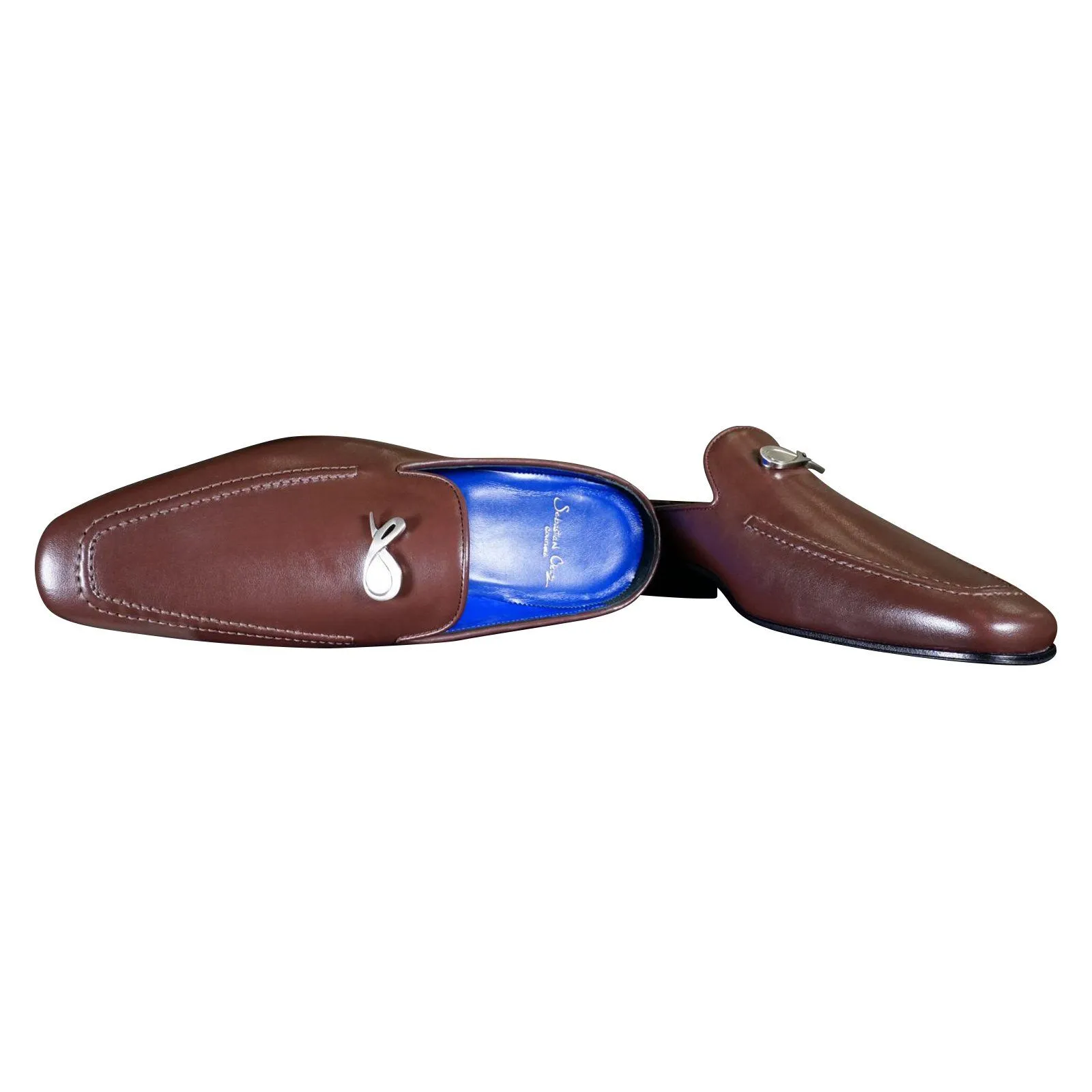 Cacao With Silver Hardware Leather Slipper