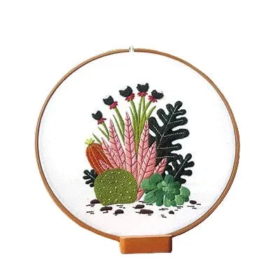 Cactus in Garden DIY Hand Embroidery Kit 20cm