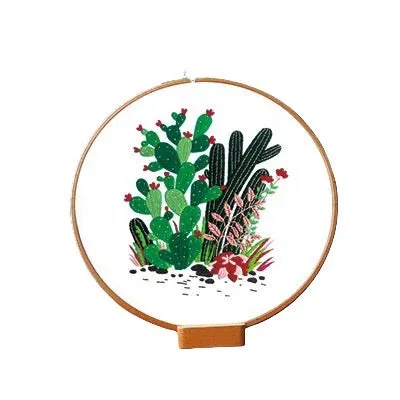 Cactus in Garden DIY Hand Embroidery Kit 20cm
