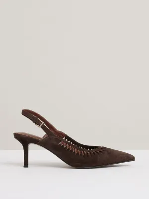 Cecily suede twist detail slingback court shoes