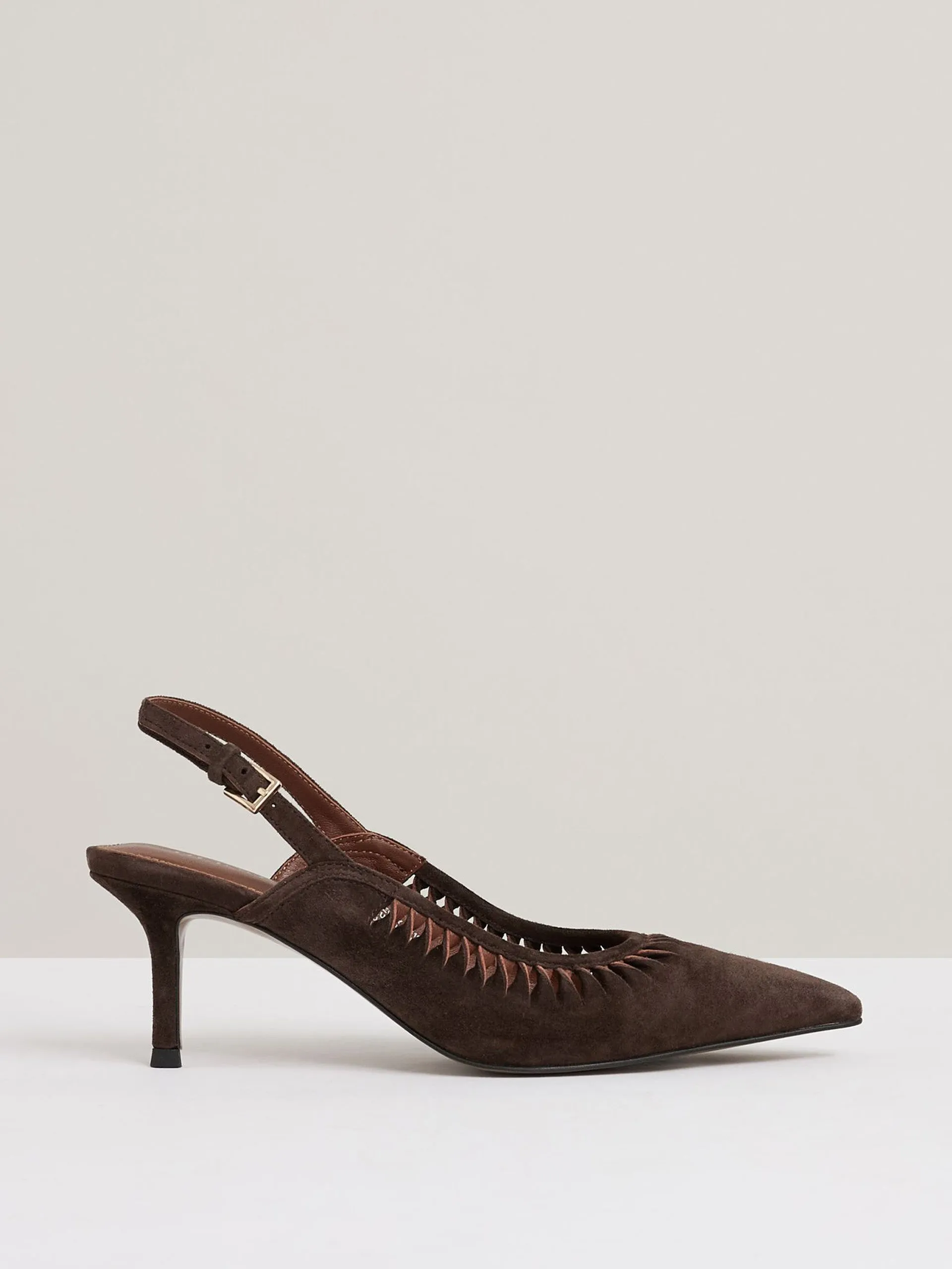 Cecily suede twist detail slingback court shoes