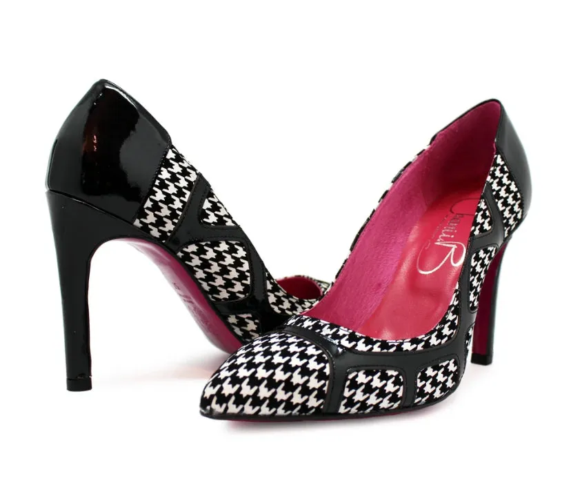Chanii B "Prisom" Blk/Wht Houndstooth High Heel