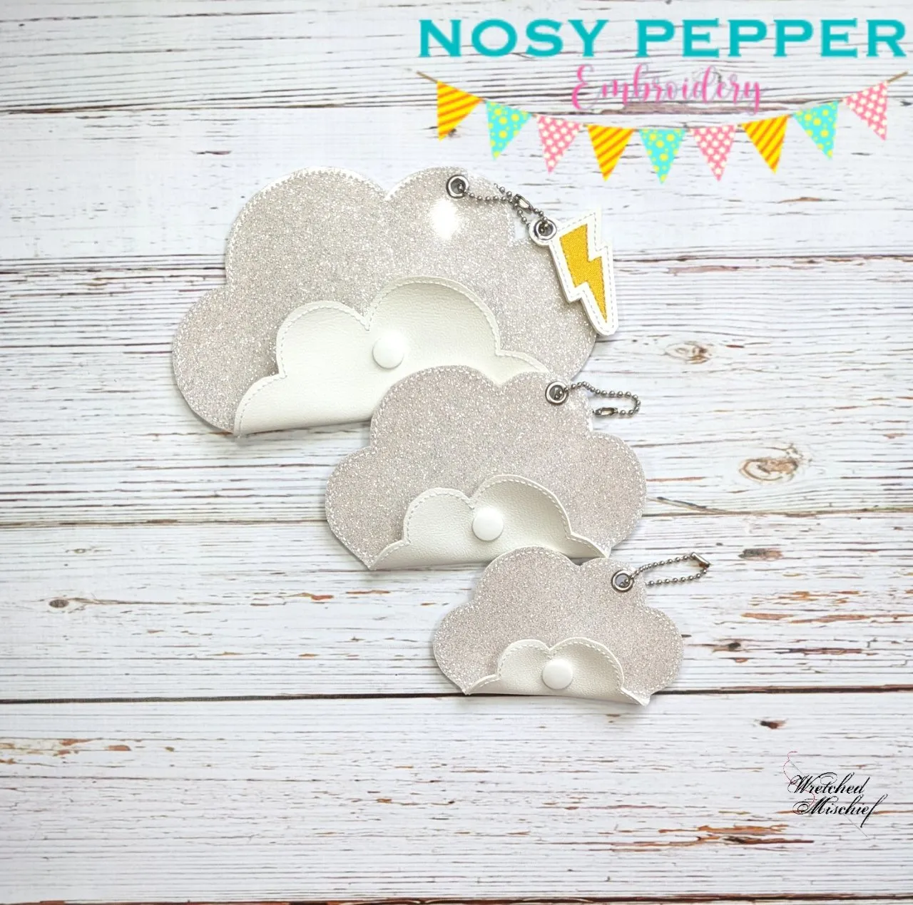 Cloud ITH pouch (5 sizes included) includes charm machine embroidery design DIGITAL DOWNLOAD