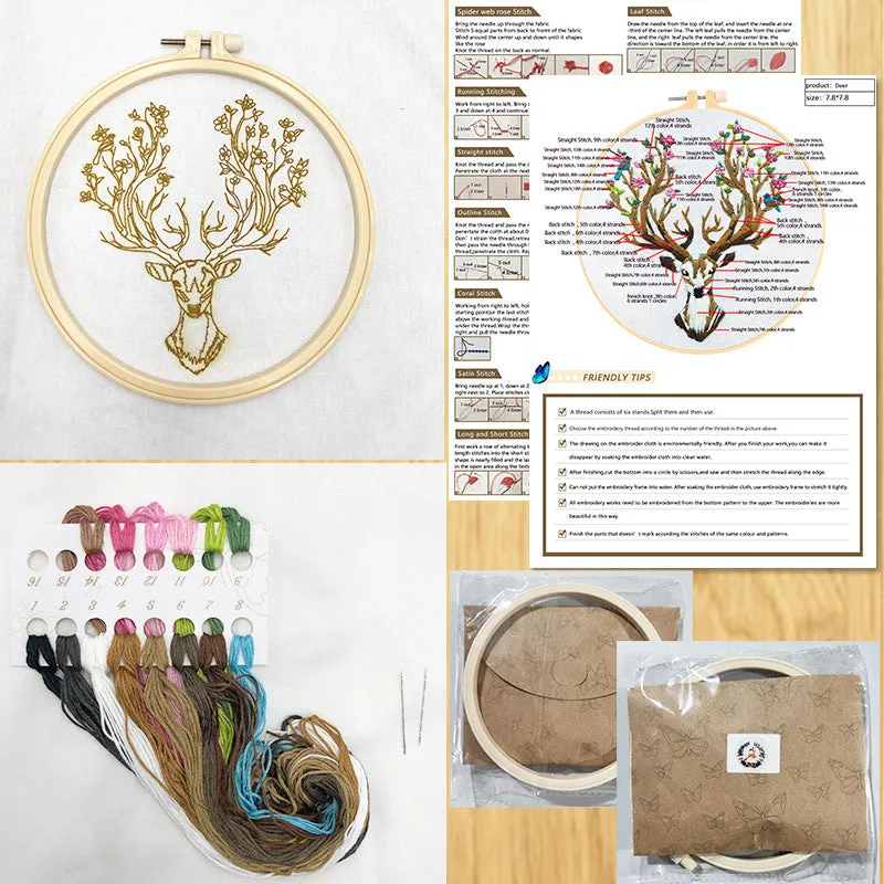 Colorful Bouquet DIY Hand Embroidery Kit 20cm
