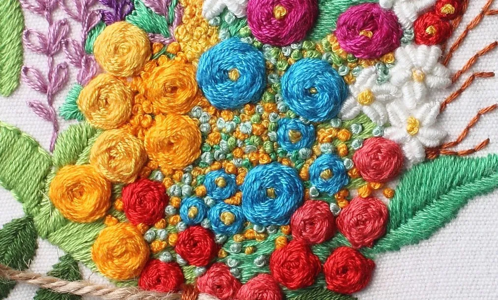 Colorful Bouquet DIY Hand Embroidery Kit 20cm