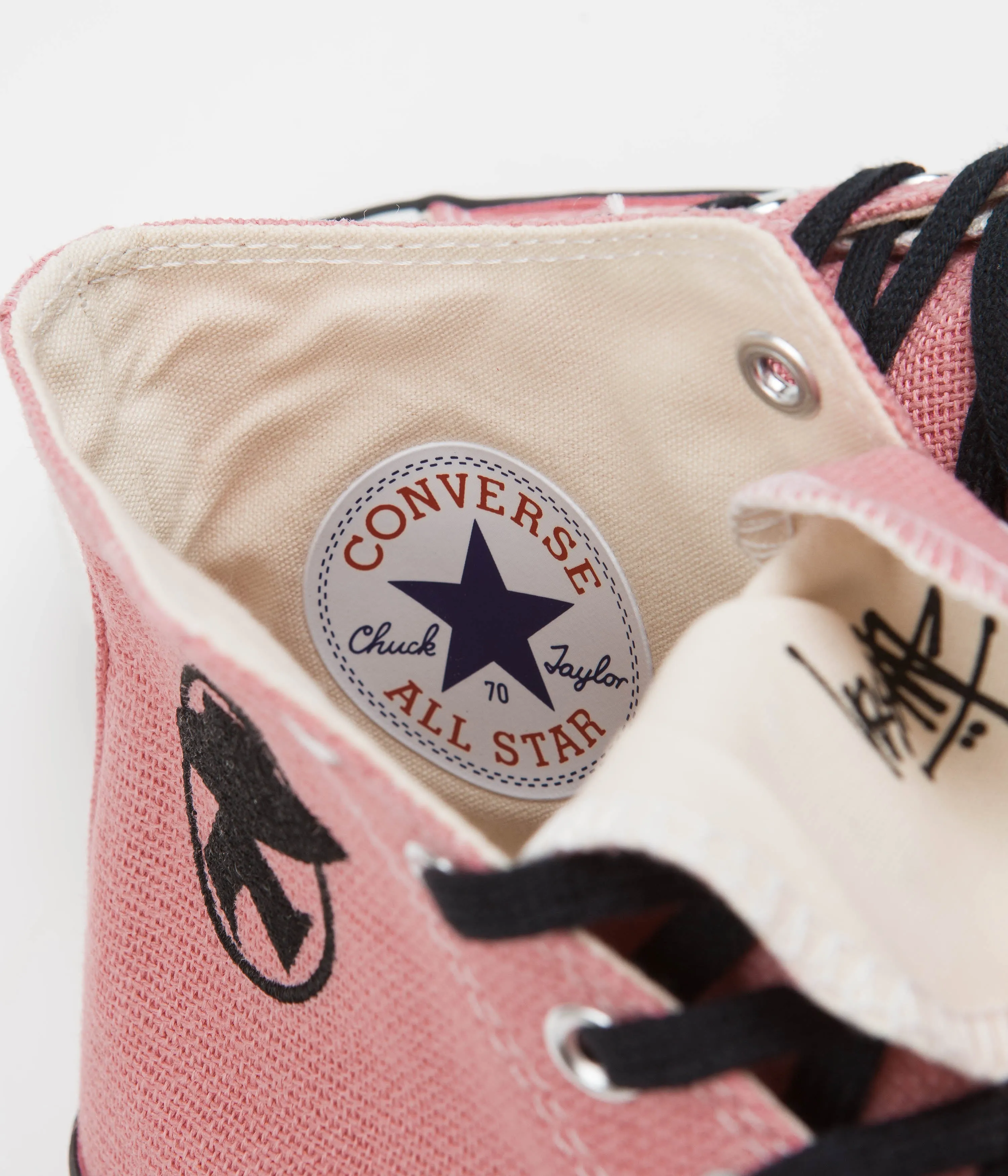 Converse x Stussy Chuck 70 Hi Shoes - Plumeria / Black / Blanc De Blanc