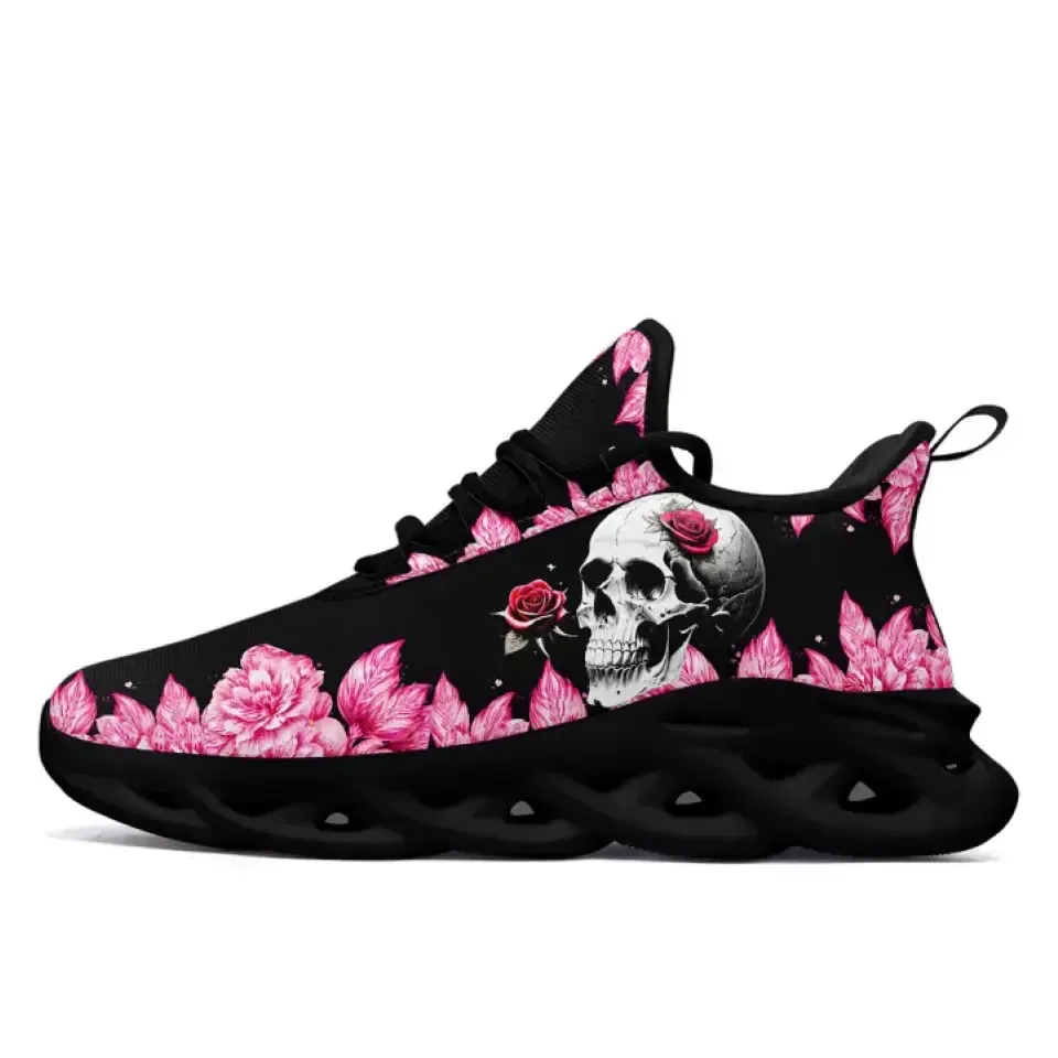 Corporate Gifts,Custom MS Shoes with Rose and Skull Theme, Crafted for Enthusiasts of Rose-Adorned Edginess