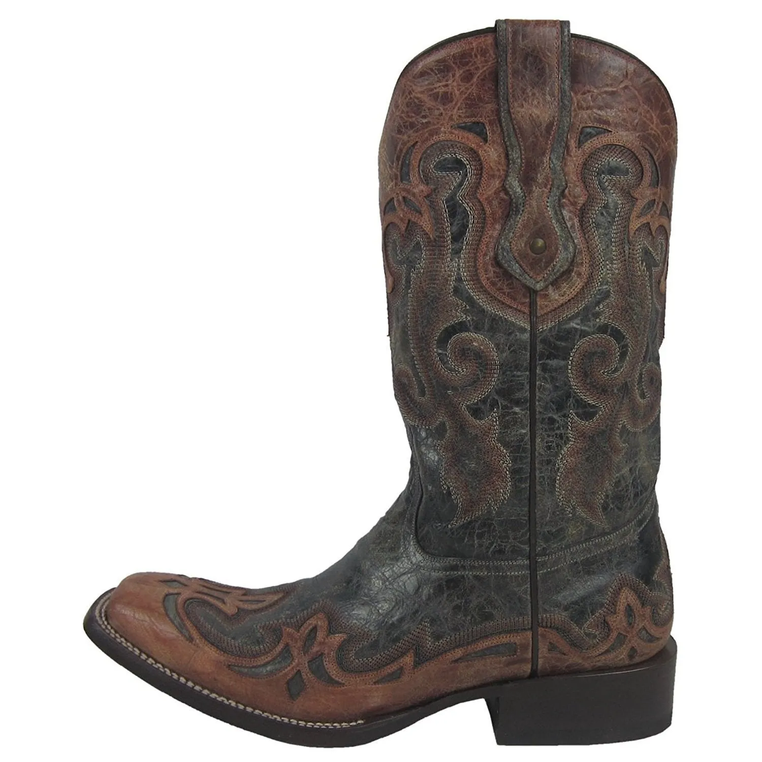 Corral Men's Black With Cognac Overlay Square Toe Cowboy Boots - G1203