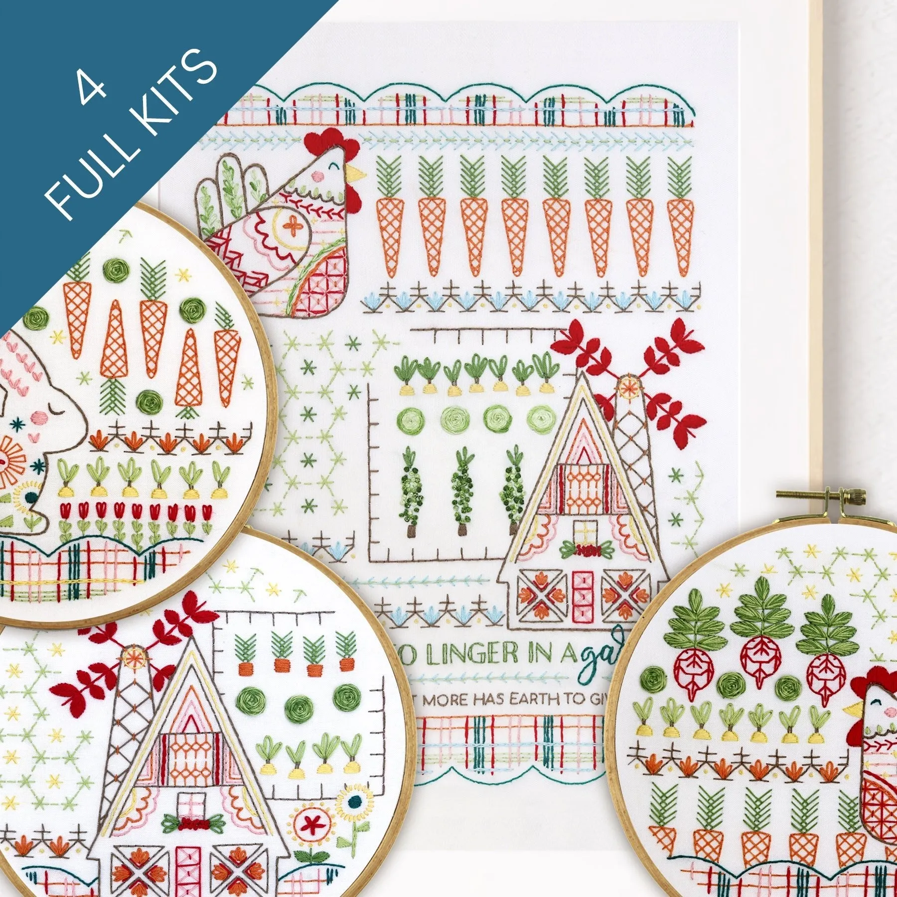 Country Garden Collection Bundle of 4 Embroidery Kits