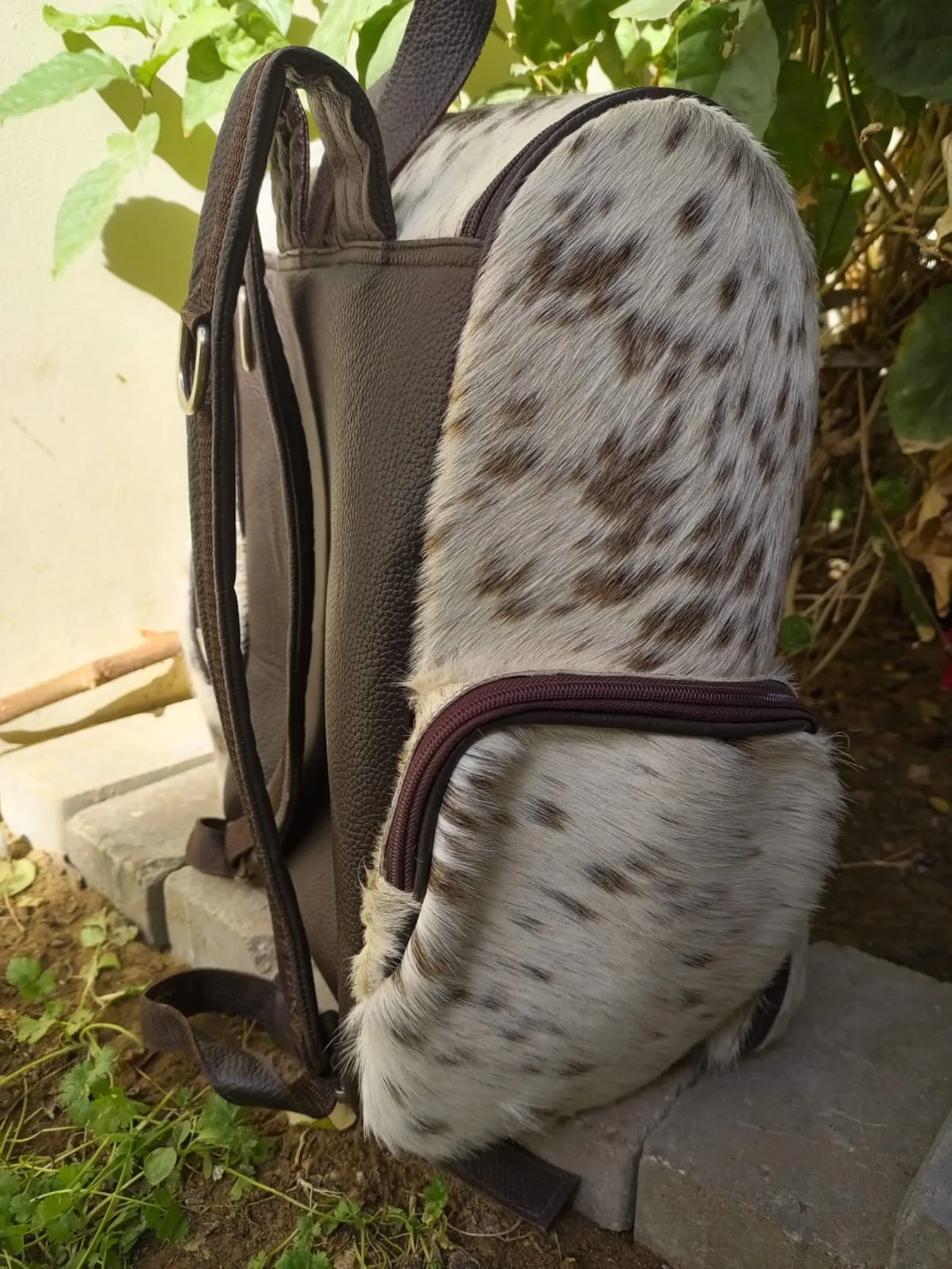 cowhide backpack diaper bag
