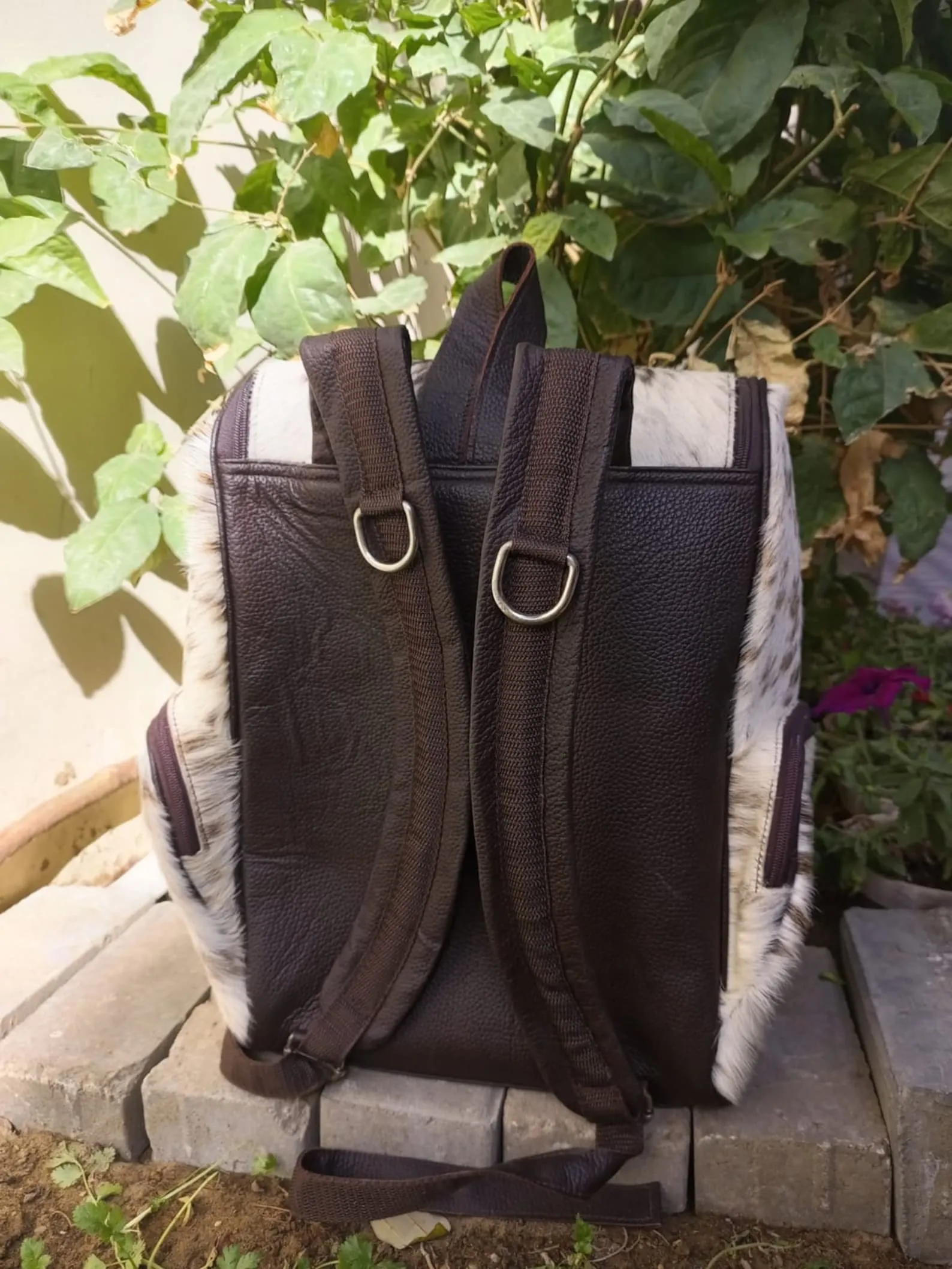 cowhide backpack diaper bag