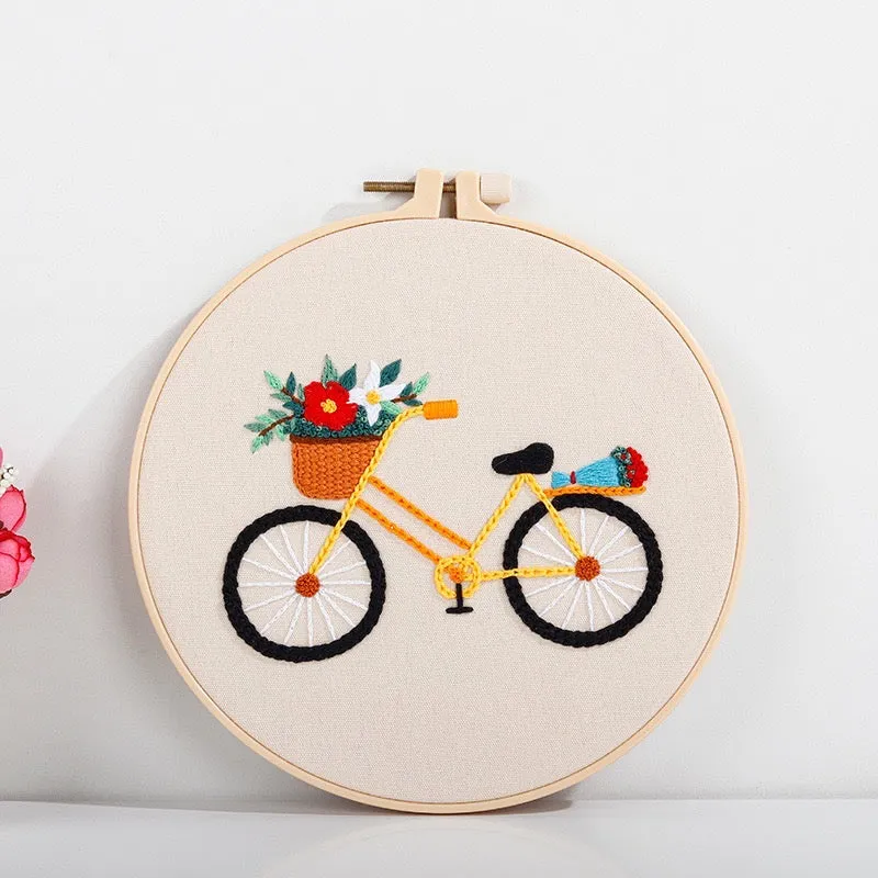 Cute Bicycles Hand Embroidery DIY Kit 20cm