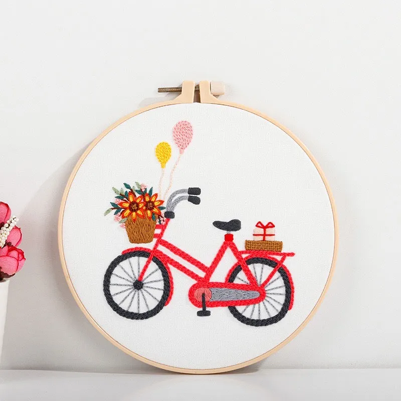 Cute Bicycles Hand Embroidery DIY Kit 20cm