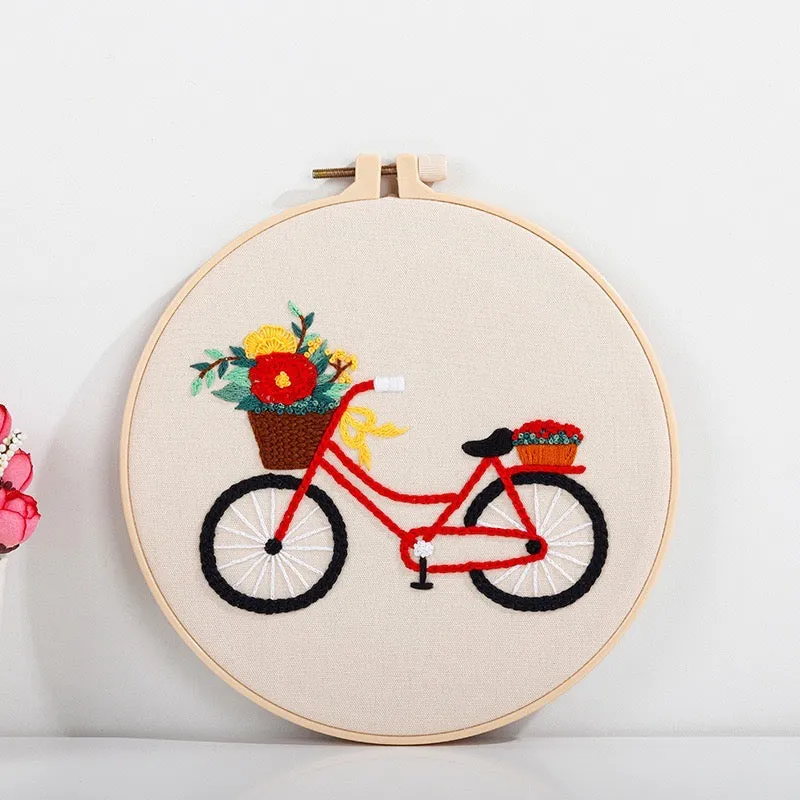 Cute Bicycles Hand Embroidery DIY Kit 20cm