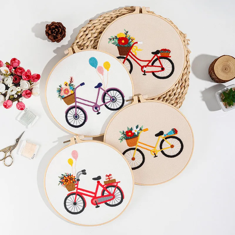 Cute Bicycles Hand Embroidery DIY Kit 20cm