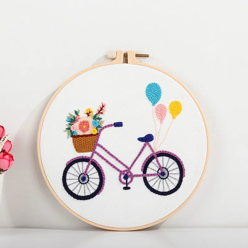 Cute Bicycles Hand Embroidery DIY Kit 20cm