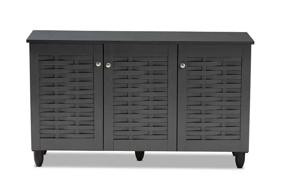 Dariell Dark Gray 3-Door Wooden Entryway Shoe Storage Cabinet