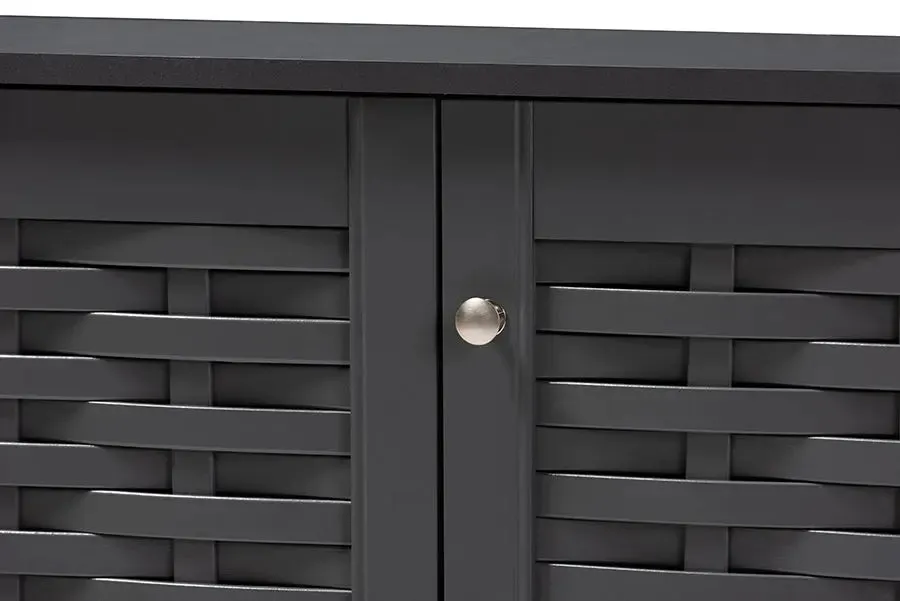 Dariell Dark Gray 3-Door Wooden Entryway Shoe Storage Cabinet