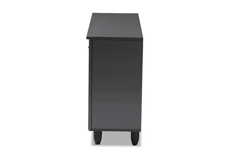 Dariell Dark Gray 3-Door Wooden Entryway Shoe Storage Cabinet