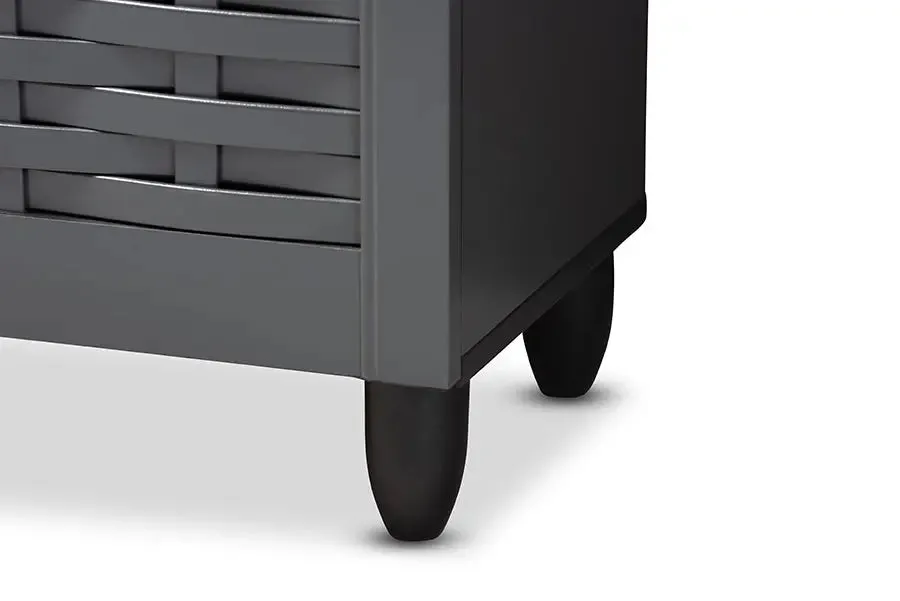 Dariell Dark Gray 3-Door Wooden Entryway Shoe Storage Cabinet