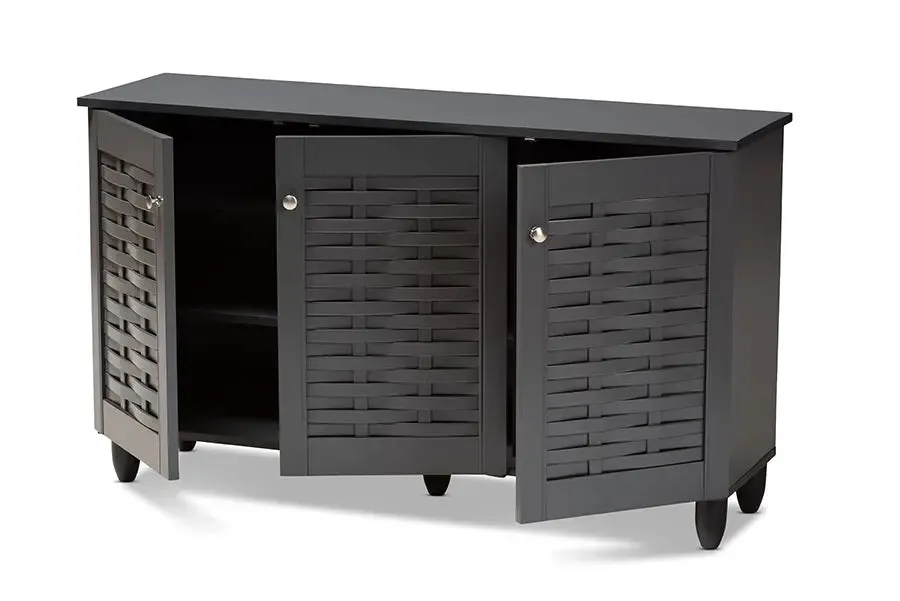 Dariell Dark Gray 3-Door Wooden Entryway Shoe Storage Cabinet