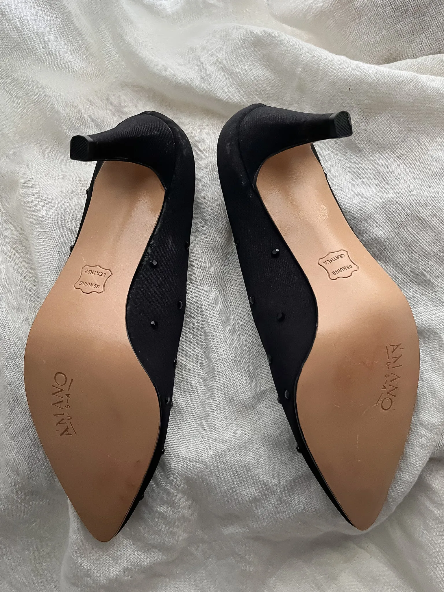 Dazzling A'Mano Deadstock Black Rhinestone Pumps / Size 7