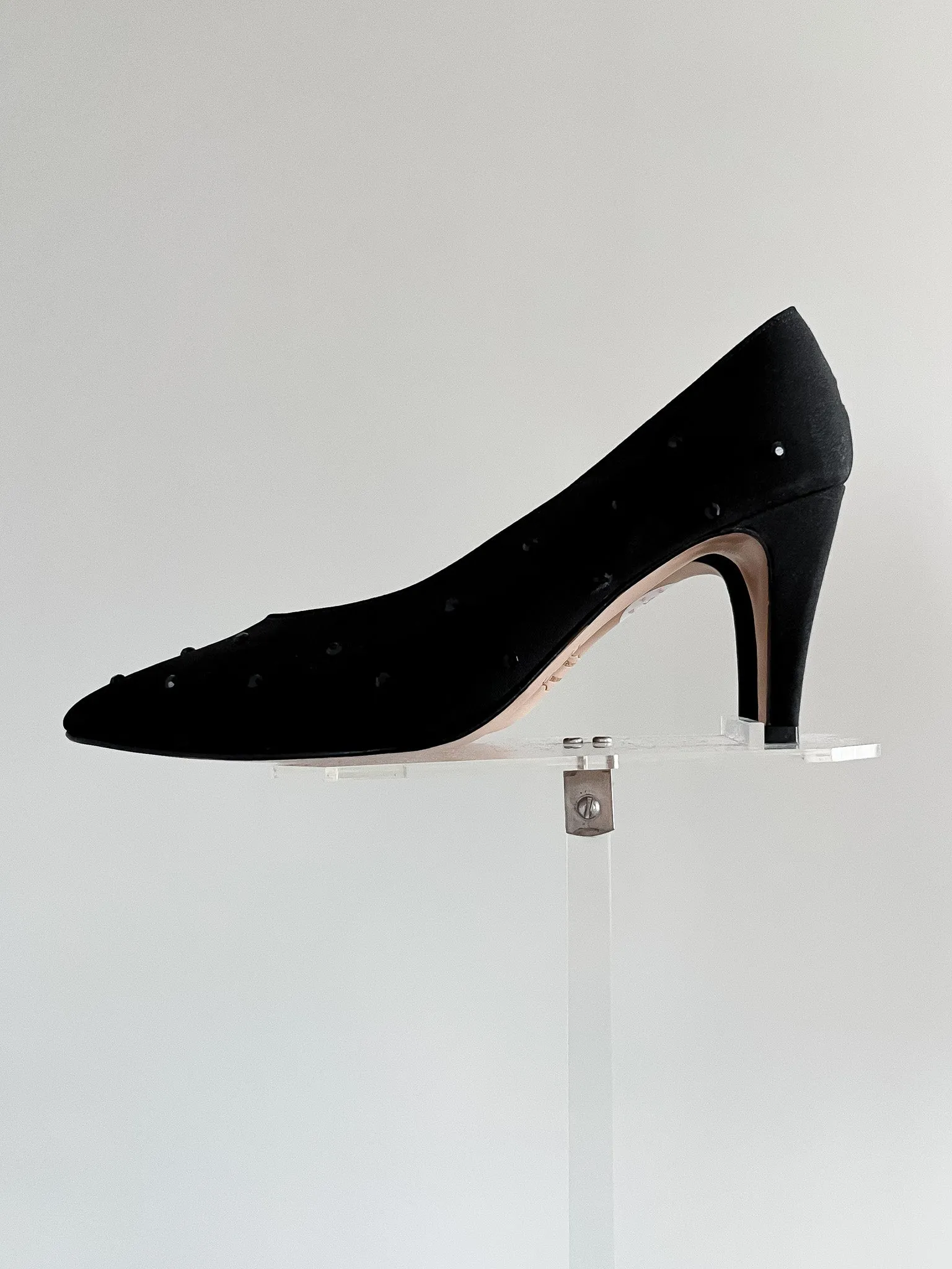 Dazzling A'Mano Deadstock Black Rhinestone Pumps / Size 7