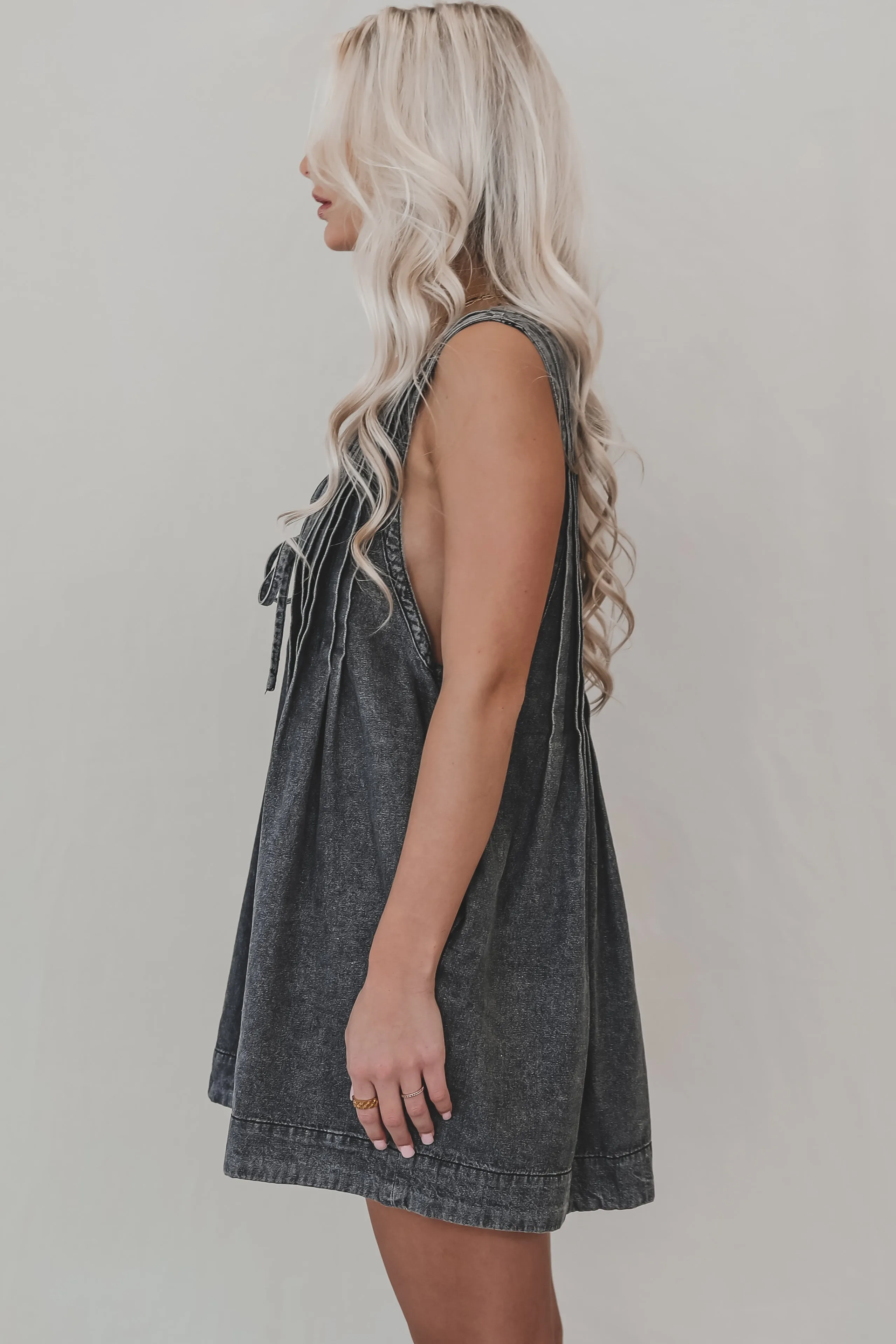 DEAL She's Got An Edge Washed Denim Romper