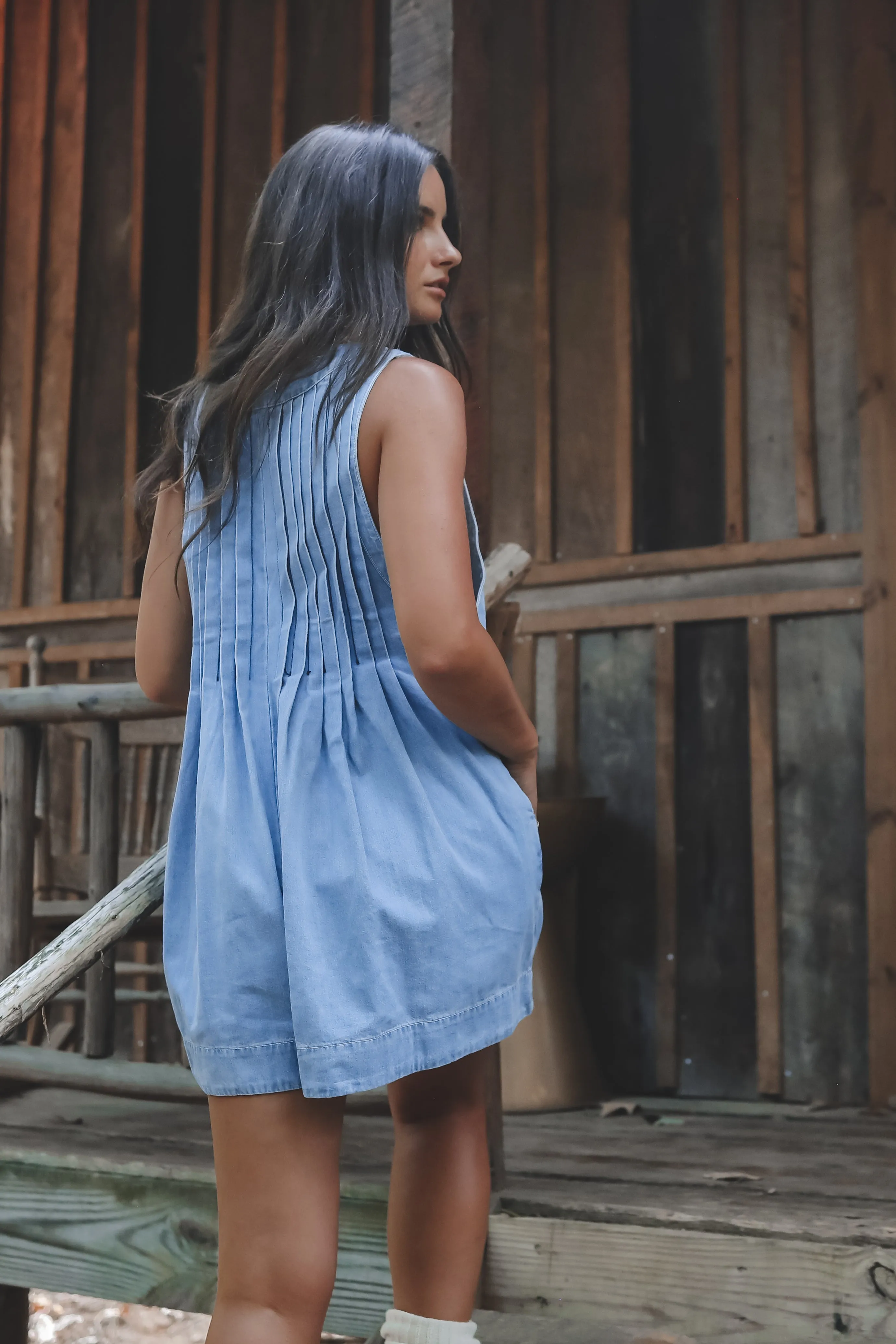 DEAL She's Got An Edge Washed Denim Romper
