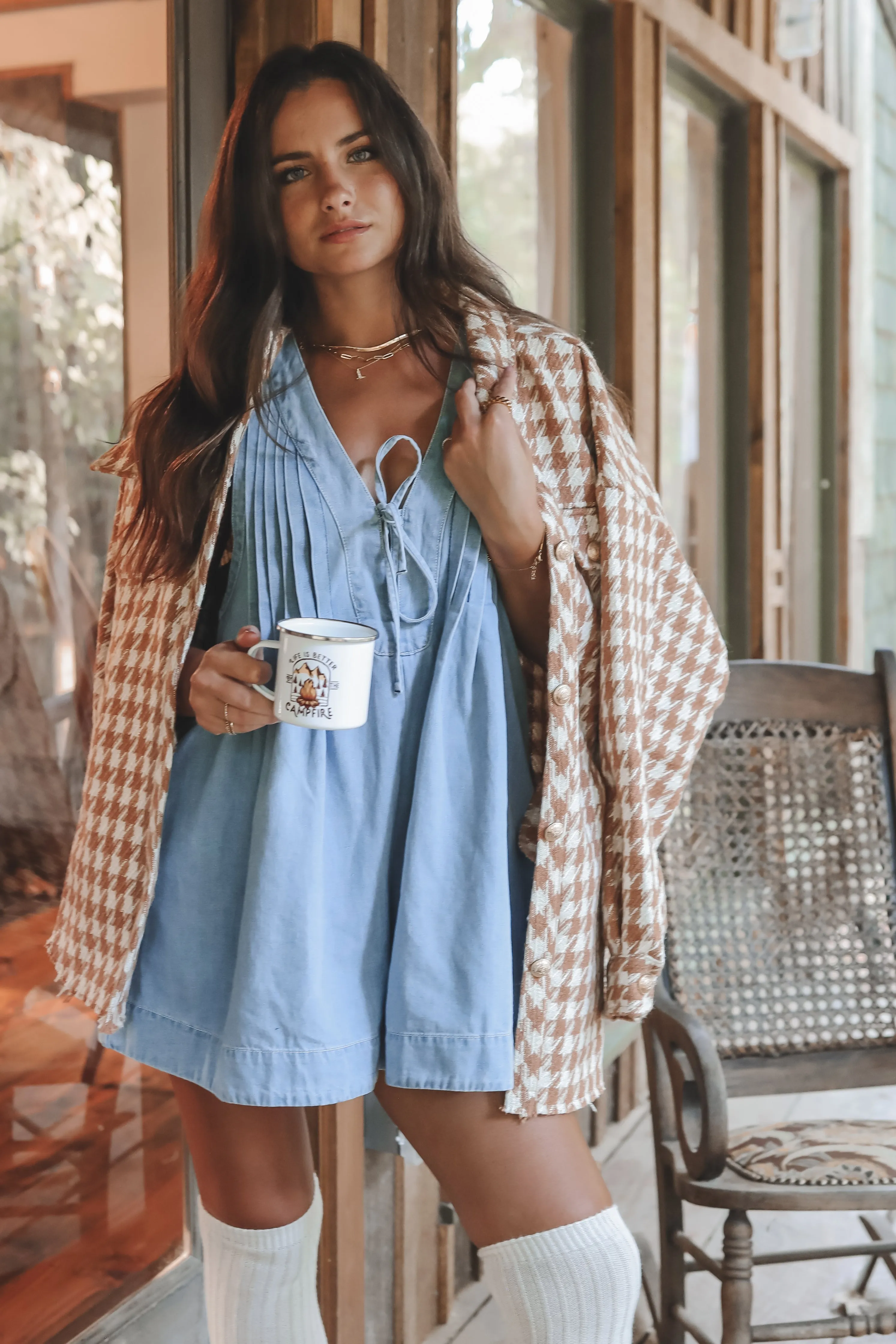 DEAL She's Got An Edge Washed Denim Romper
